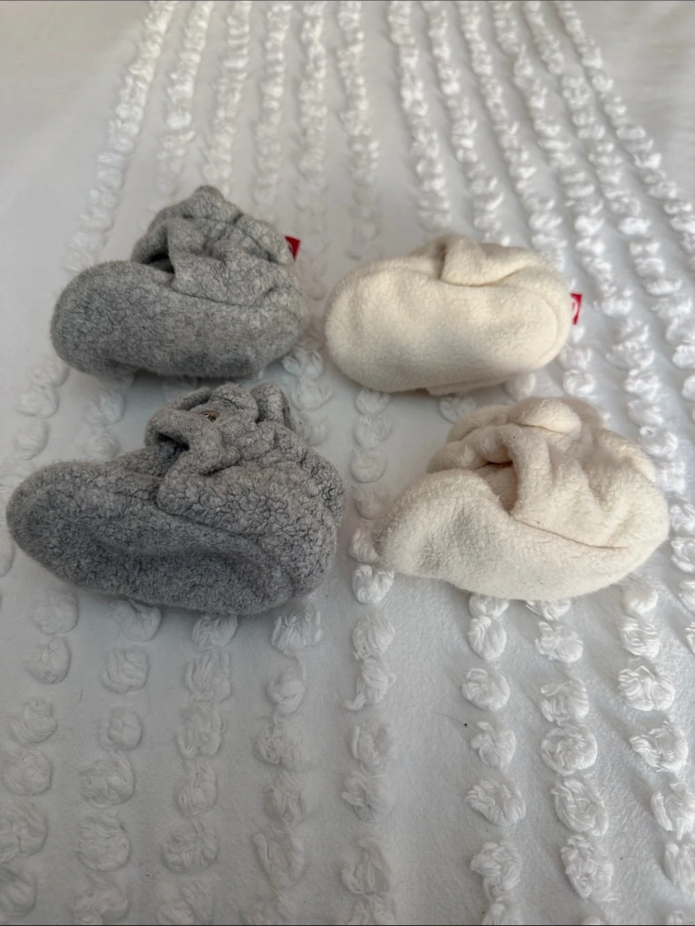 Zutano Soft Fleece Baby Booties - Cream and Gray 6 months